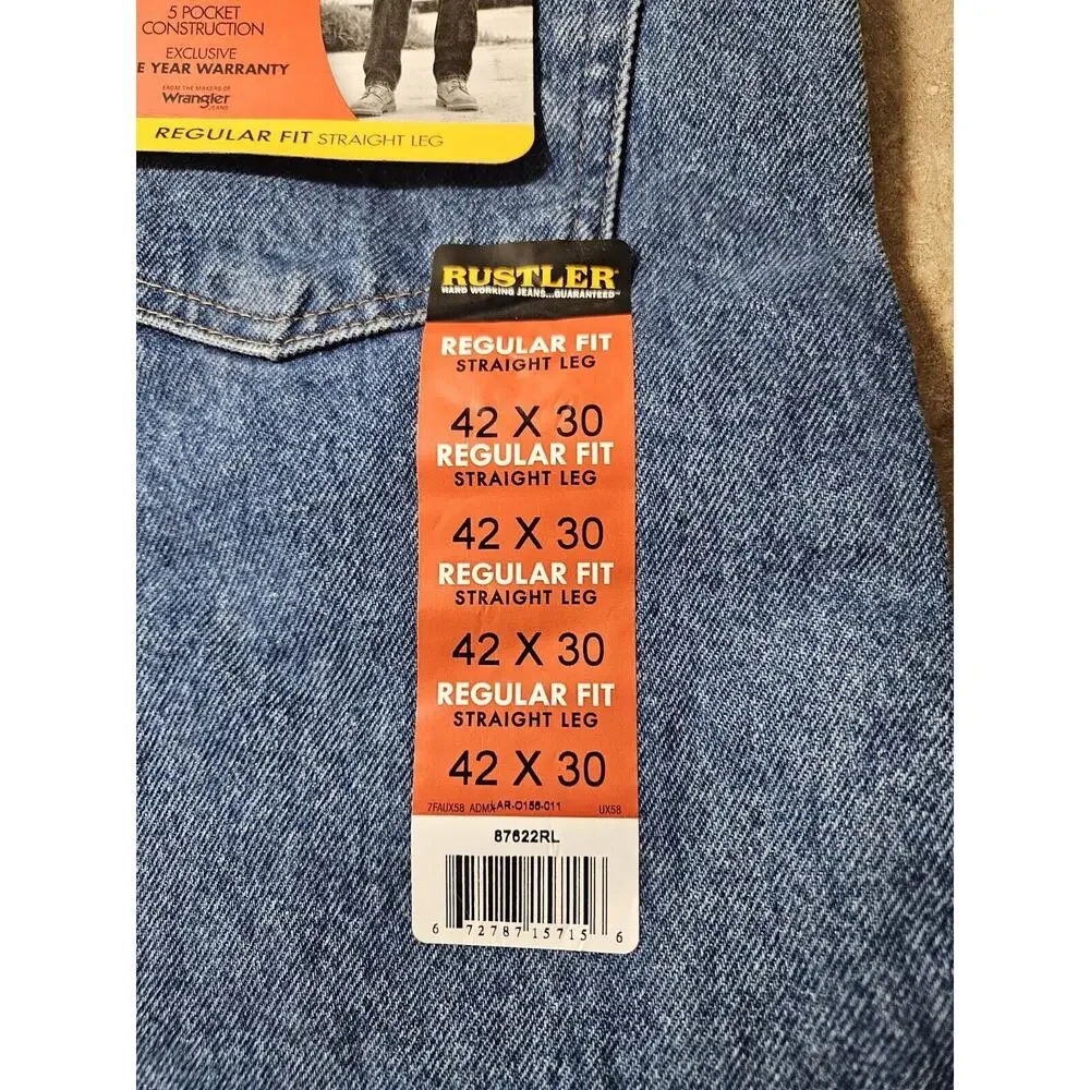 Rustler by Wrangler Advantage‎ jeans SZ 42X30 X-TRA RUGGED Heavyweight Denim New